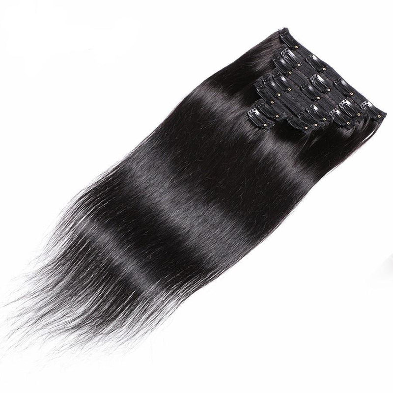 brazilian straight hair clip in  7 pieces/set
