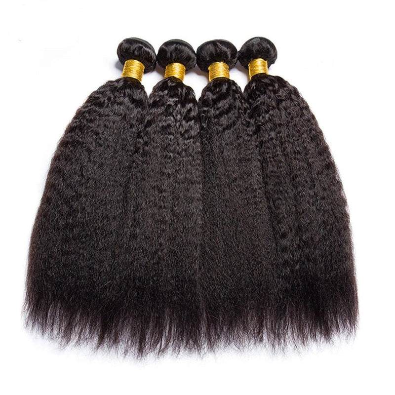 natural blown out kinky straight hair bundles with closure