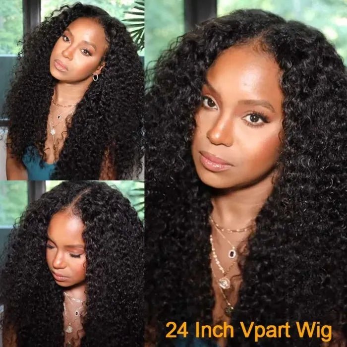 romantic curly v part wig